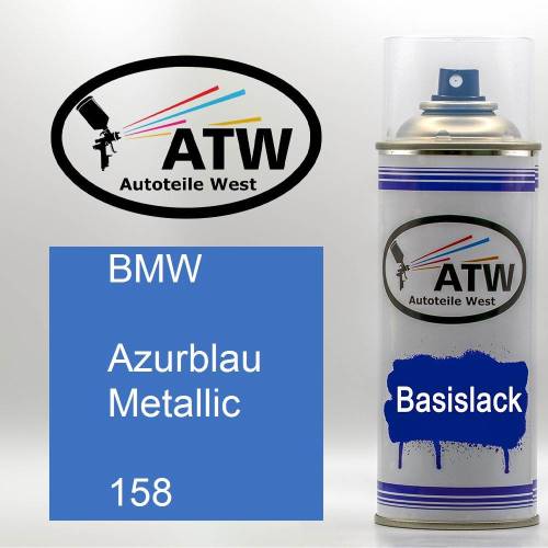 BMW, Azurblau Metallic, 158: 400ml Sprühdose, von ATW Autoteile West.